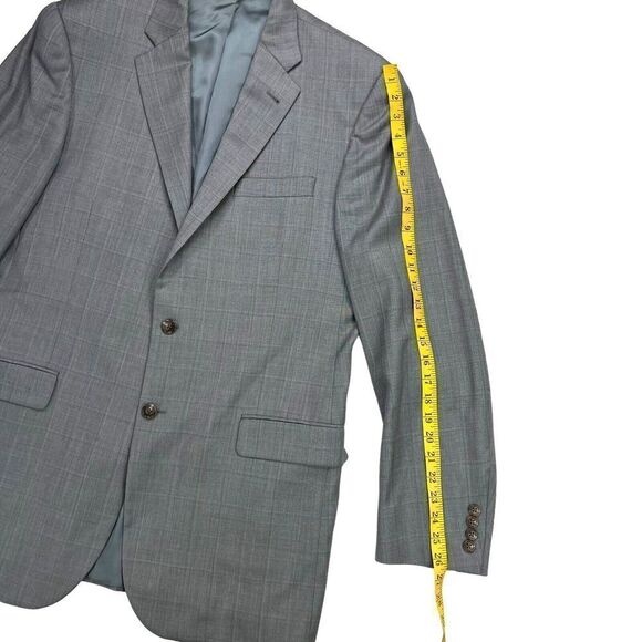 Burberry London Men's Sport Coat Gray Windowpane Blazer 42 Long Jacket READ - Picture 7 of 15